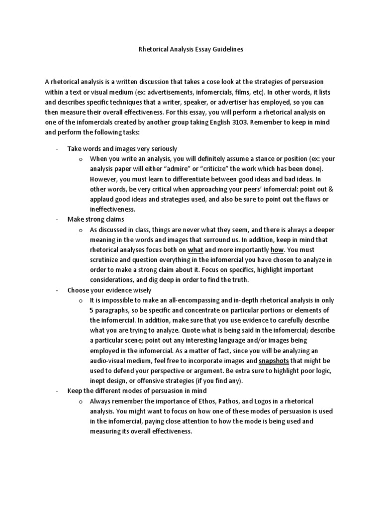 Write A Rhetorical Analysis Essay On Year 12