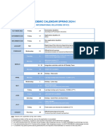 Academic Calendar Spring 2024-I: International Relations Office