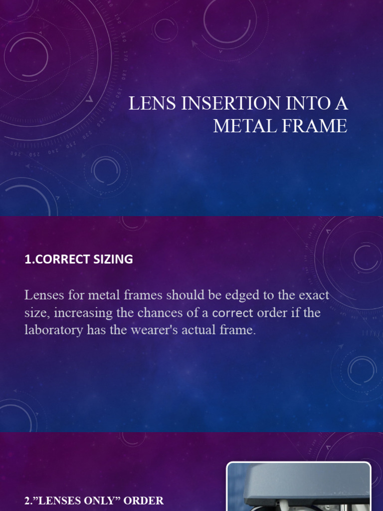 Lens Insertion Techniques for Metal Frames | PDF