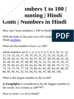 Hindi Numbers 1 To 100 Hindi Counting Hindi Ginti Numbers