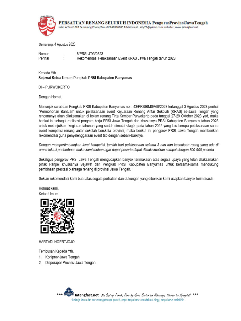 Digital Letter Head REKOMENDASI KRAS Jateng Tahun 2023 | PDF