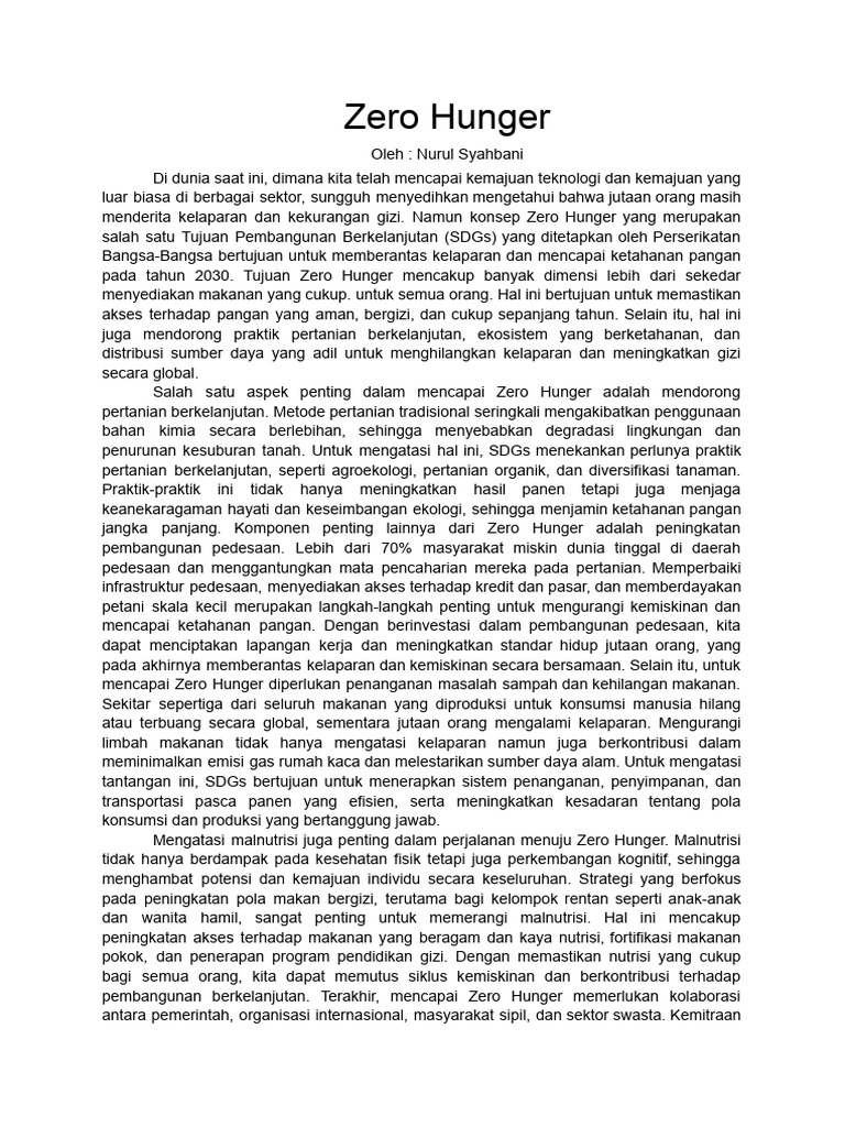 Memahami Konsep Zero Hunger | PDF