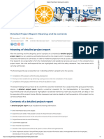 Detailed Project Report - Meaning and Its Contents
