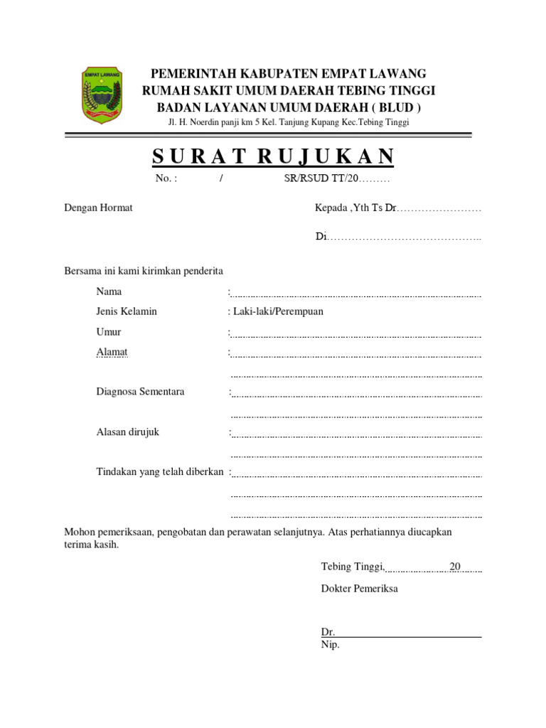 Contoh Surat Rujukan Medis | PDF