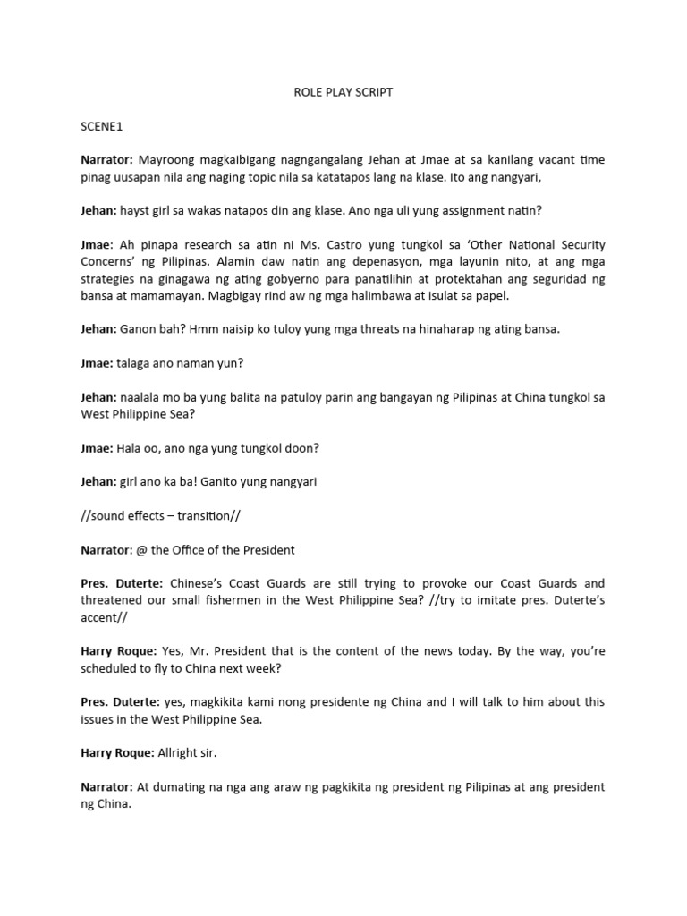 Role Play Script | PDF | Philippines
