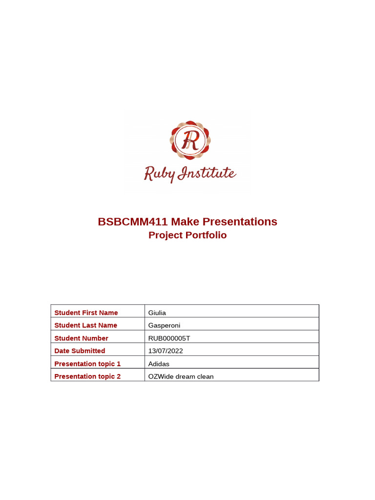 BSBCMM411 Presentation Project Portfolio | PDF | Marketing | Business ...