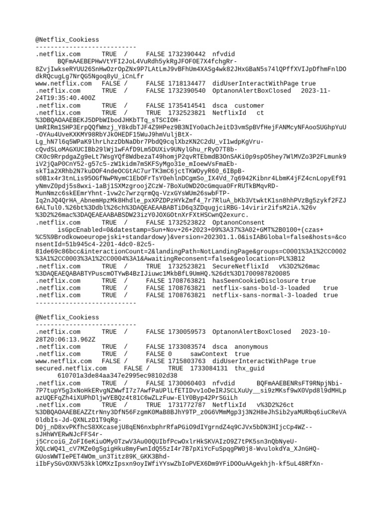 Netflix Cookie Consent Data Logs | PDF