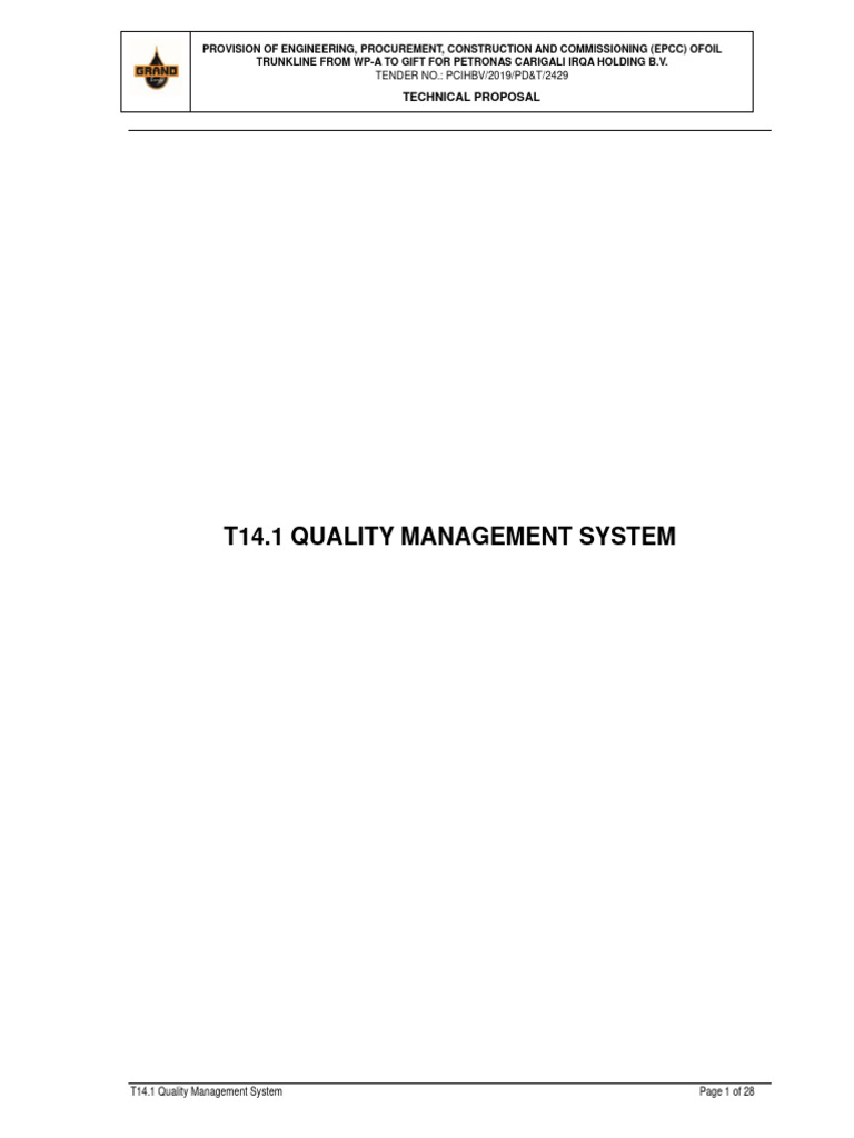Quality Management System for EPCC Project | PDF | Quality Management ...