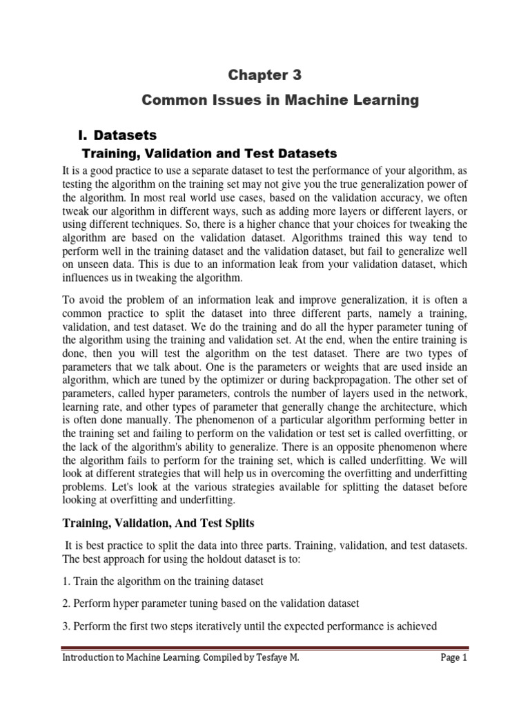Chapter-3-Common Issues in machine Learning | PDF | Machine Learning ...