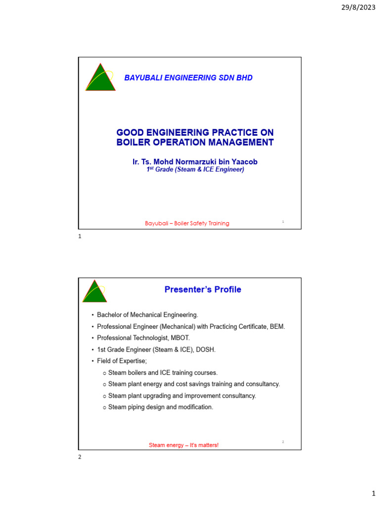 Good Engineering Practice - Boiler Operation Management (PRINT OUT ...