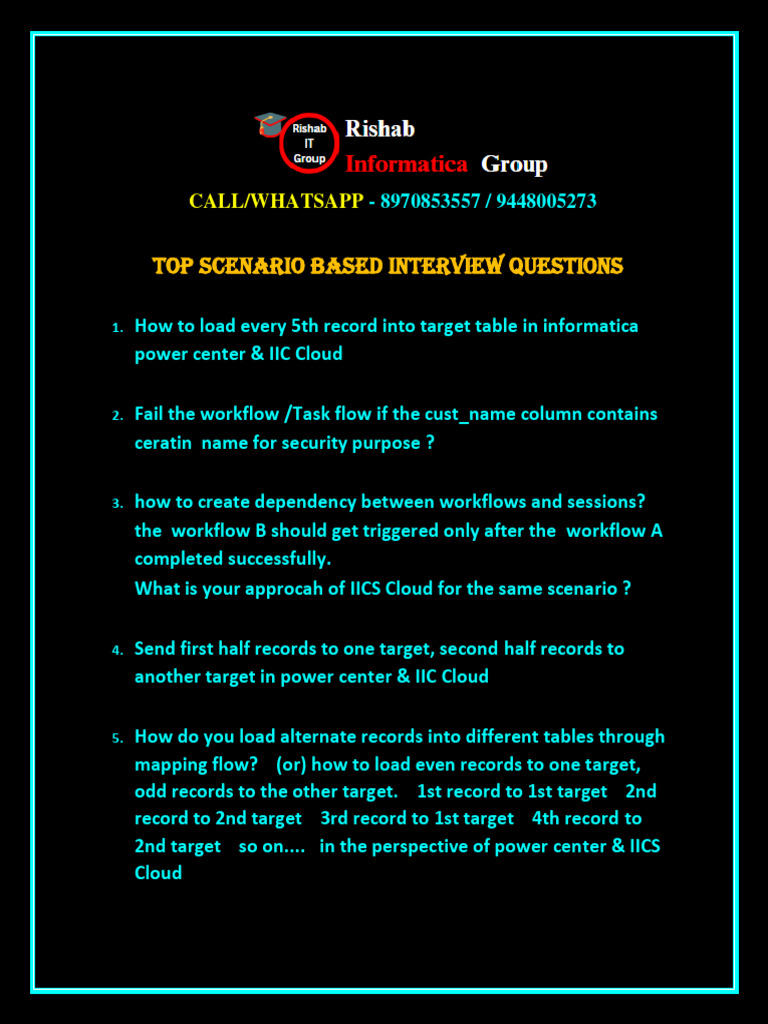 Iics cloud pc scenario real time interview questions pdf computer