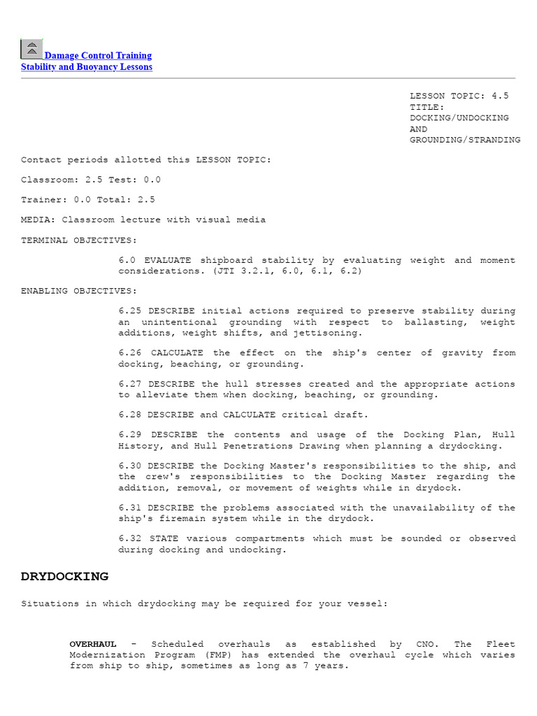 DockingUndocking & GroundingStranding PDF Ships Water Transport