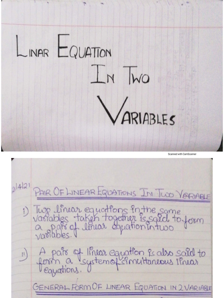 Linear Equation NOTES PDF