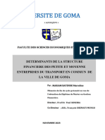 Le Determinant de La Stricture Financiere Des PME Du Secteur de Transport Dans La Ville de Goma