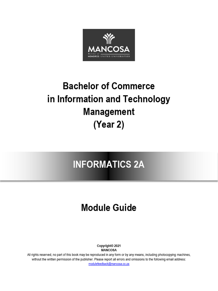 Bcom ITM - Informatics 2A | PDF | Databases | Data