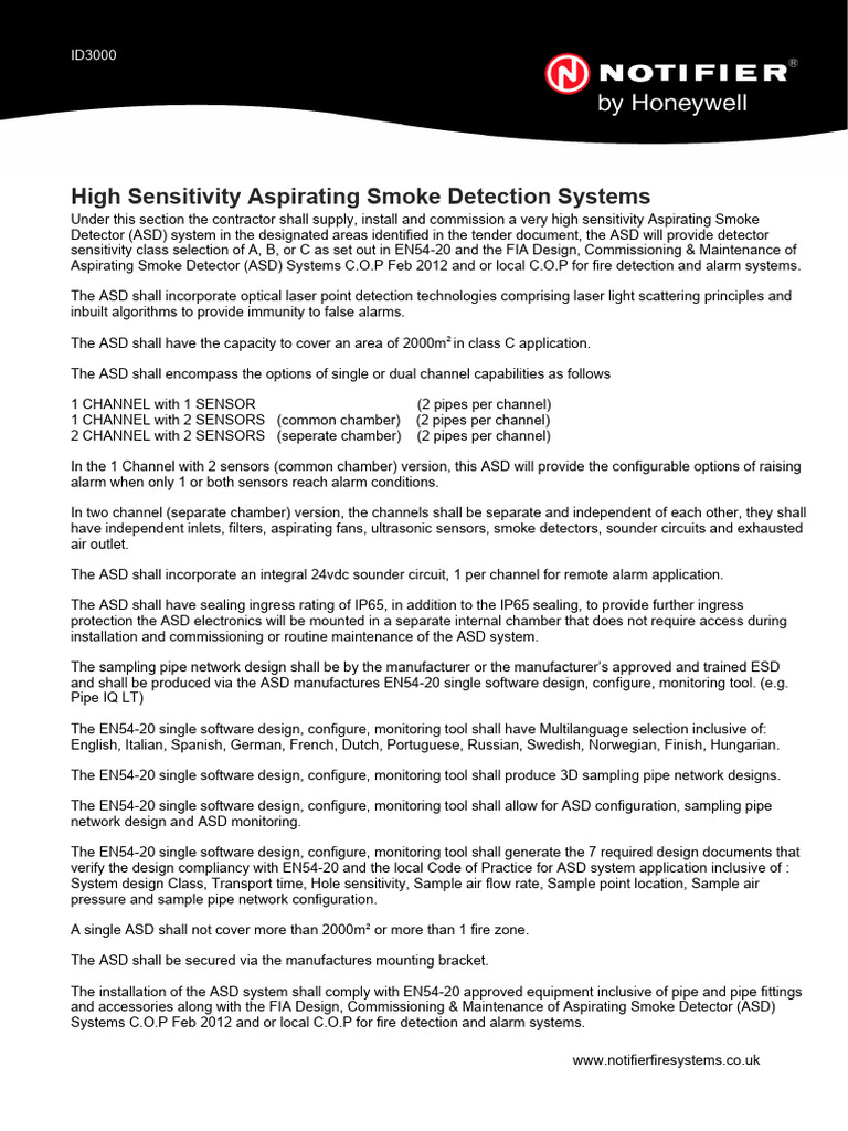 NOTIFIER FAASTLT Addressable High Sensitivity Aspirating Smoke ...