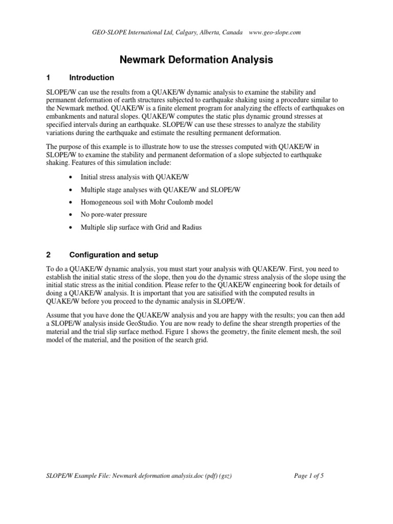 Newmark Deformation Analysis Pdf Stress Mechanics Classical