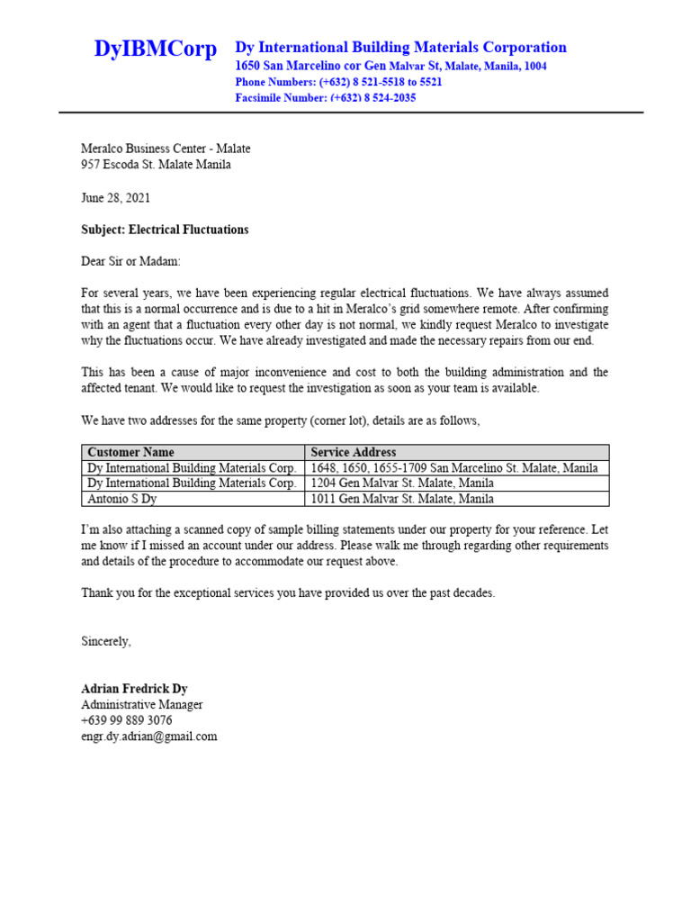 Electrical Fluctuations Letter PDF