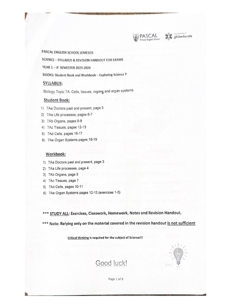 Revision Handout solutions PDF