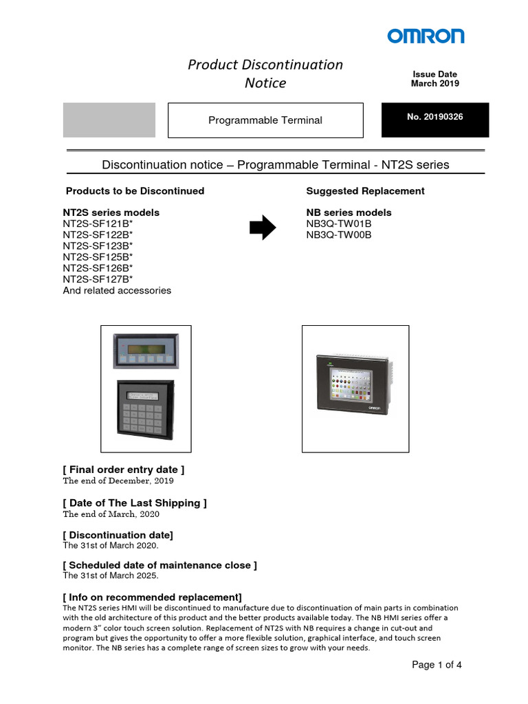 NT2S Series Discontinuation Notice | PDF | User Interface ...