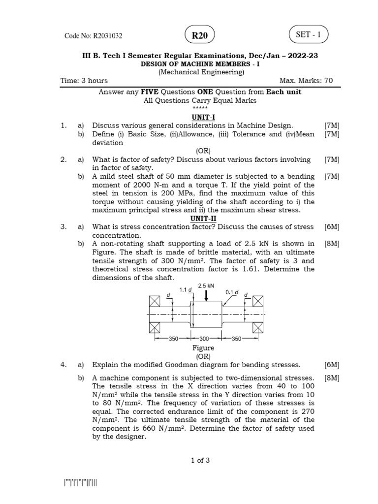 Design of Machine Members I Jan 2023 | PDF | Strength Of Materials ...