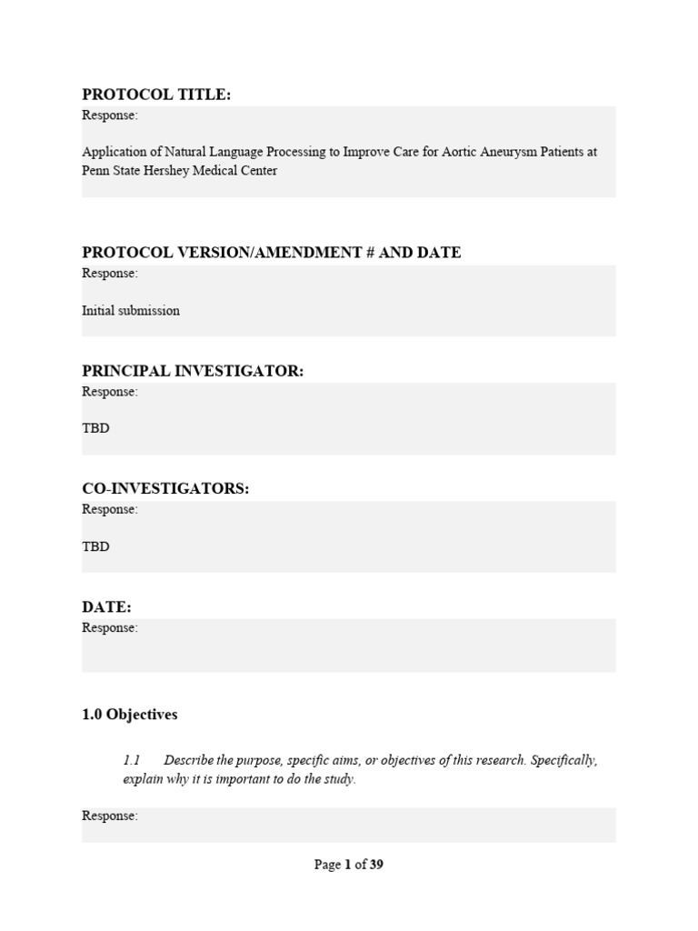 IRB Proposal PSU Aorta NLP Project PDF Medical Imaging