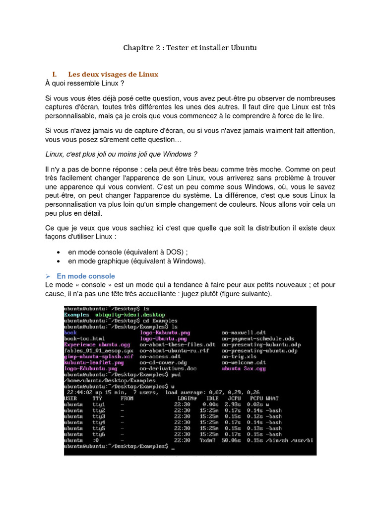 Chapitre 2 - Tester Et Installer Ubuntu | PDF | Environnement de bureau ...