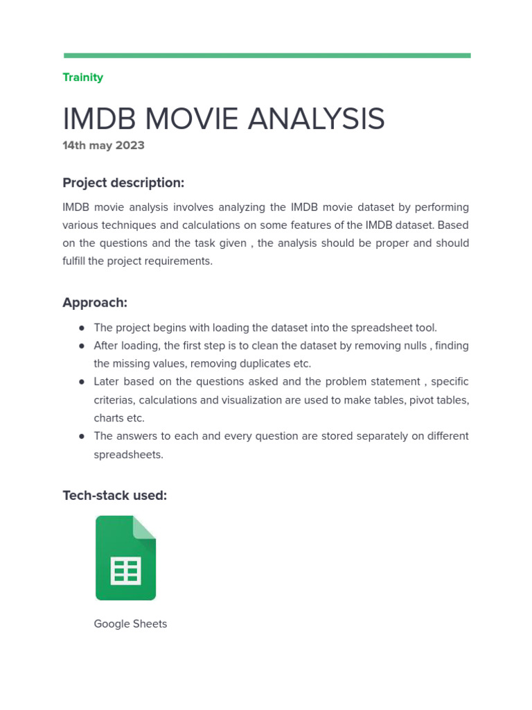 IMDB Movie Analysis Project Overview | PDF | Spreadsheet | Information ...