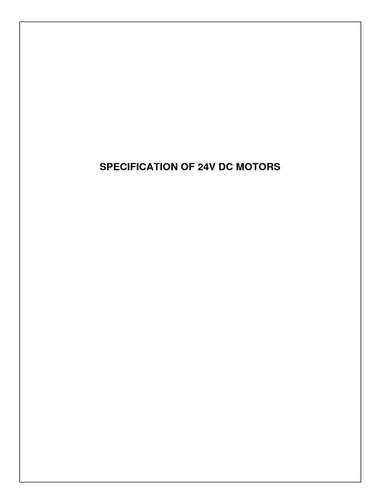 SPECIFICATION OF 24V DC MOTORS PDF Electric Motor Specification