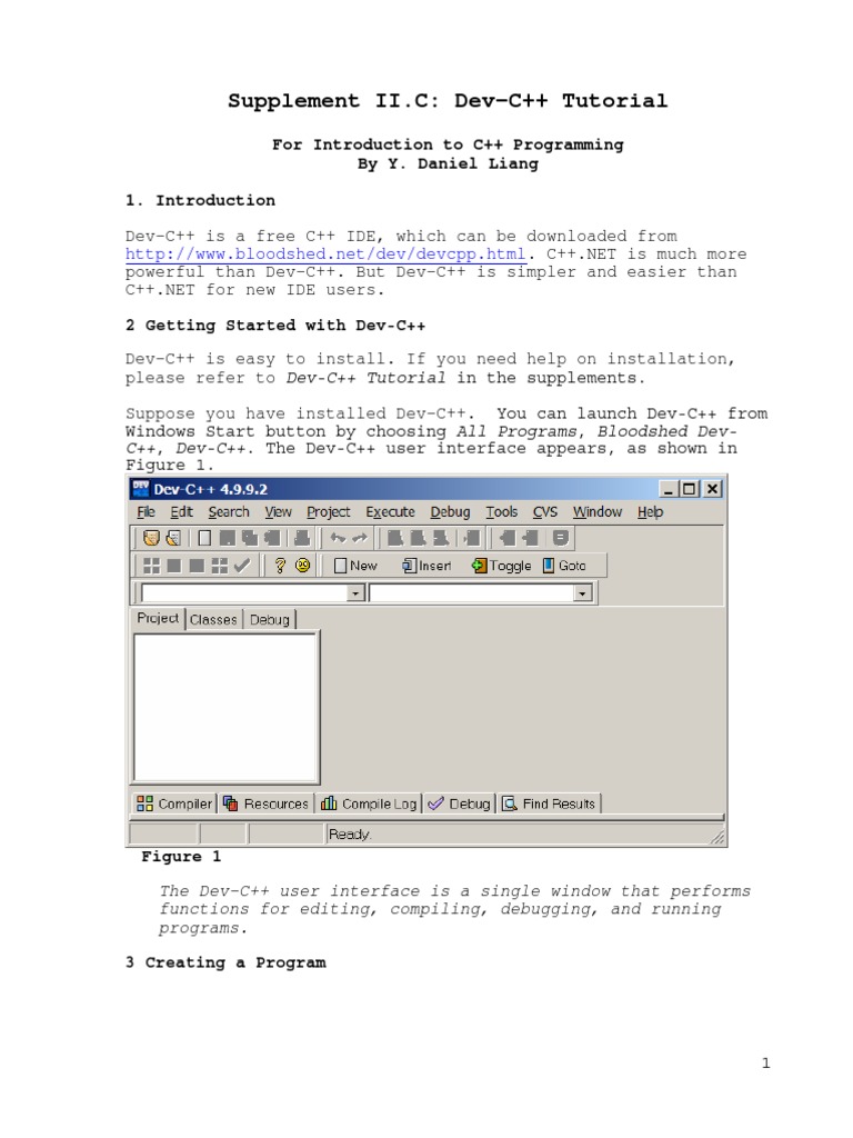 Supplement II.C: Dev-C++ Tutorial: For Introduction To C++ Programming ...