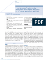 Influences On Young Peoples Stigmatising Attitudes Towards Peers With Mental Disorders National Survey of Young Australians and Their Parents