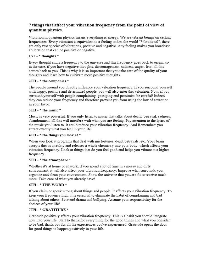 7 things that affect your vibration frequency from the point of view of