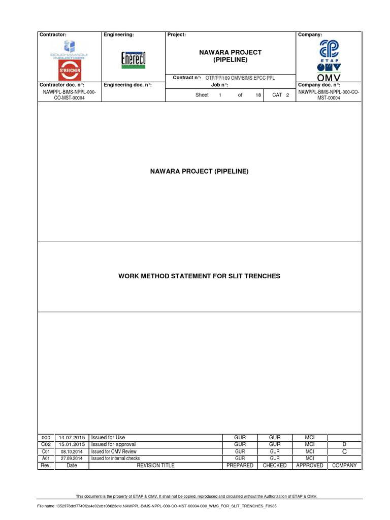Slit Trench Excavation Methodology | PDF | Trench | Pipe (Fluid Conveyance)