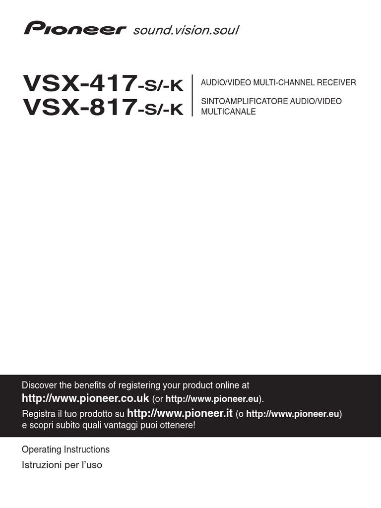 Pioneer VSX 417 | PDF | Ac Power Plugs And Sockets | Loudspeaker