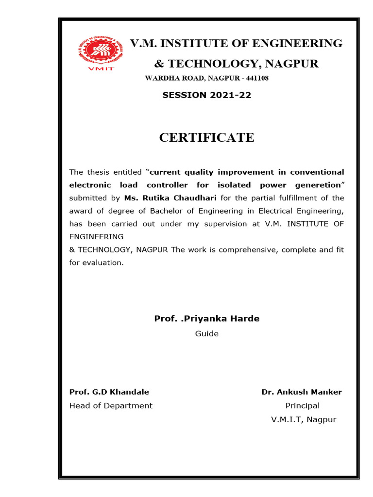 Thesis on Electronic Load Controller | PDF | Technology & Engineering