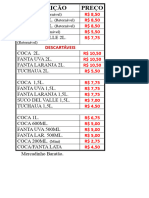 Tabela de Precos Coca