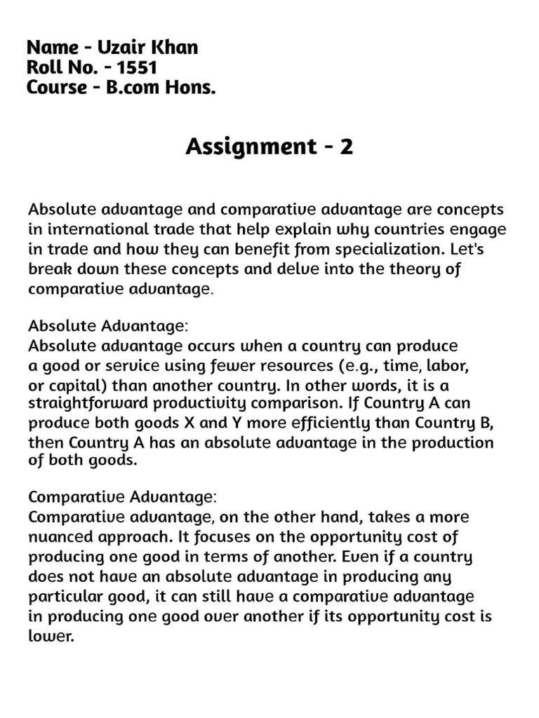 assignment for economics