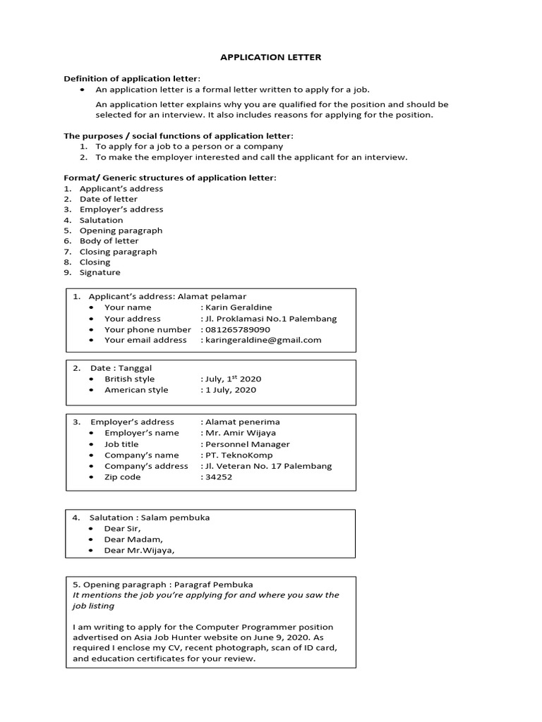 Materi Application Letter Kelas XII 2022 | PDF