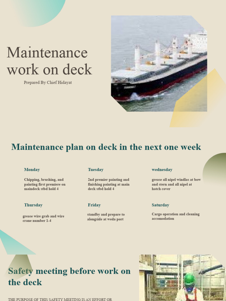 Weekly Deck Maintenance Plan | PDF | Shipping | Ships