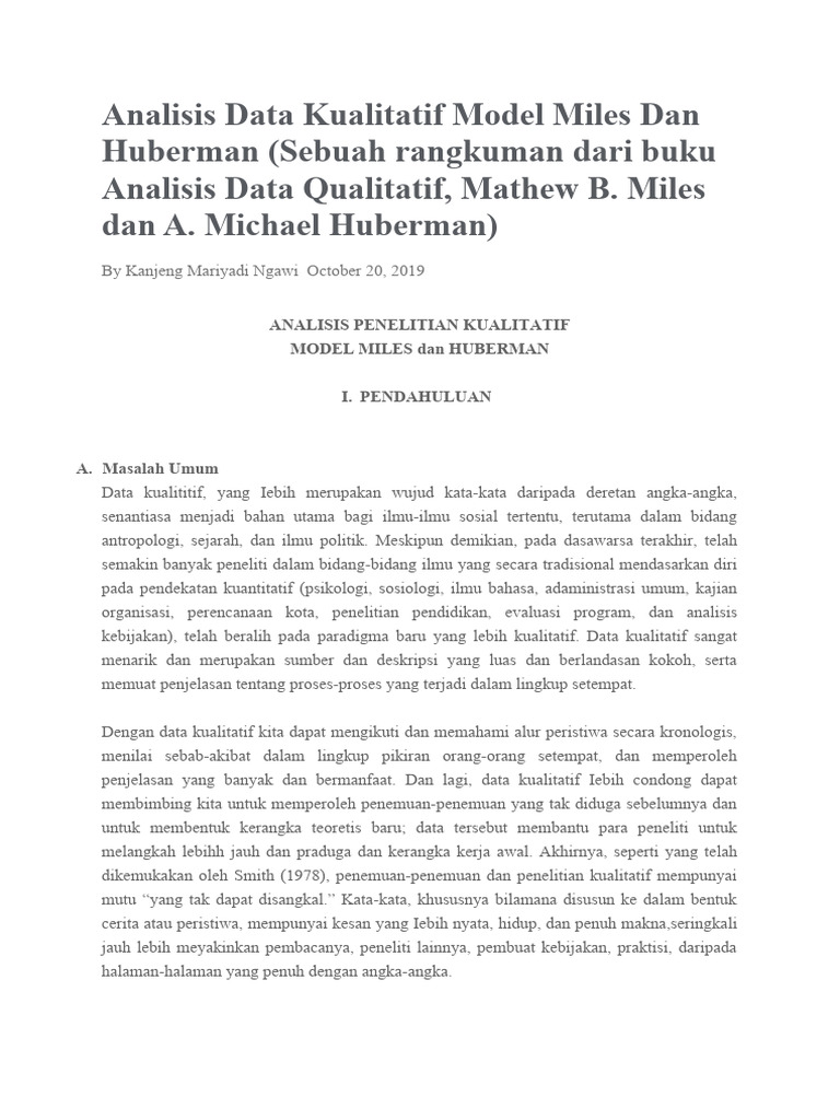 Analisis Data Kualitatif Model Miles Dan Huberman | PDF | Sains