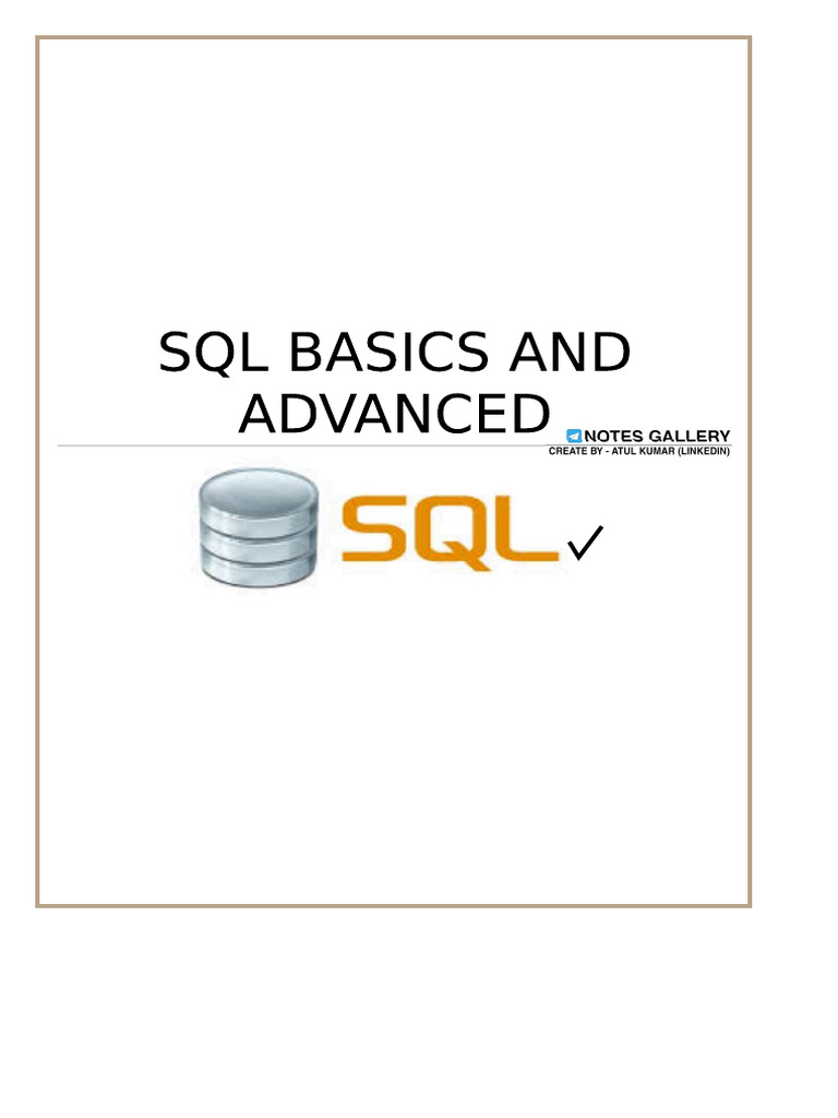 SQL Basics To Advance | PDF