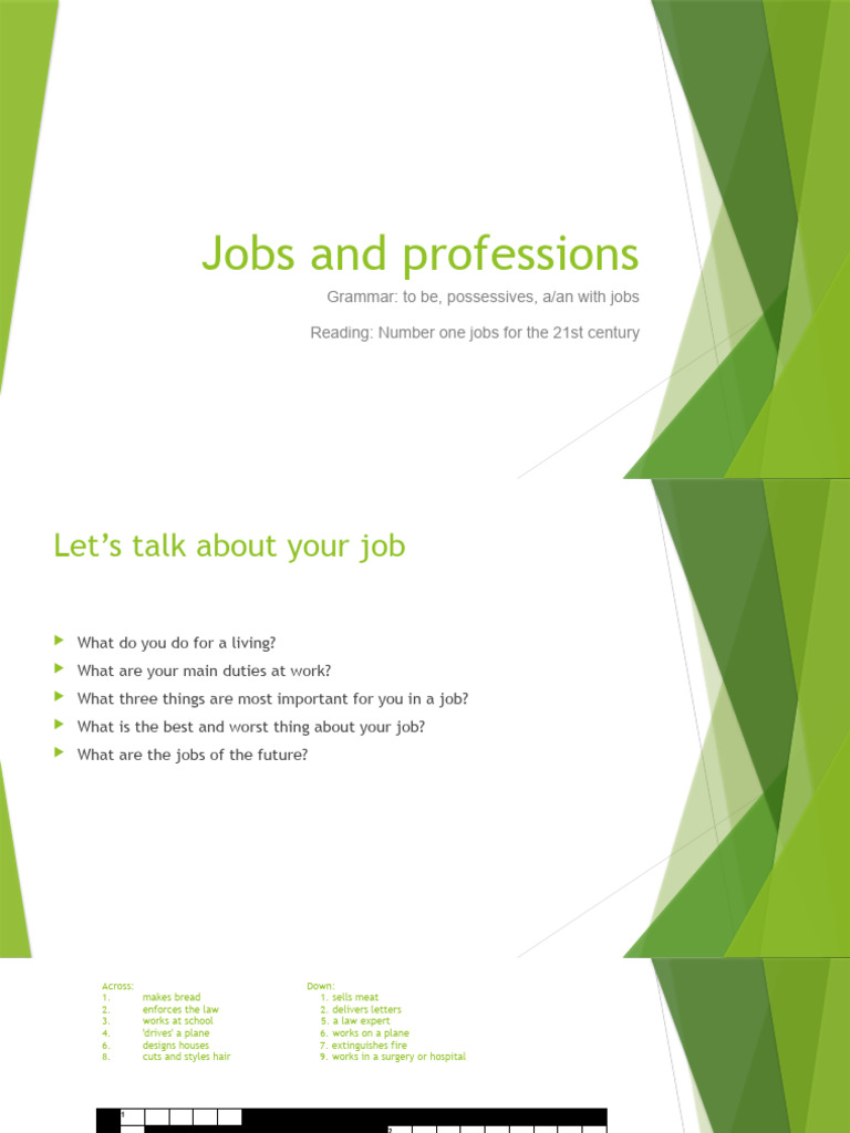Jobs and Professions Overview | PDF | Linguistics | Human Communication