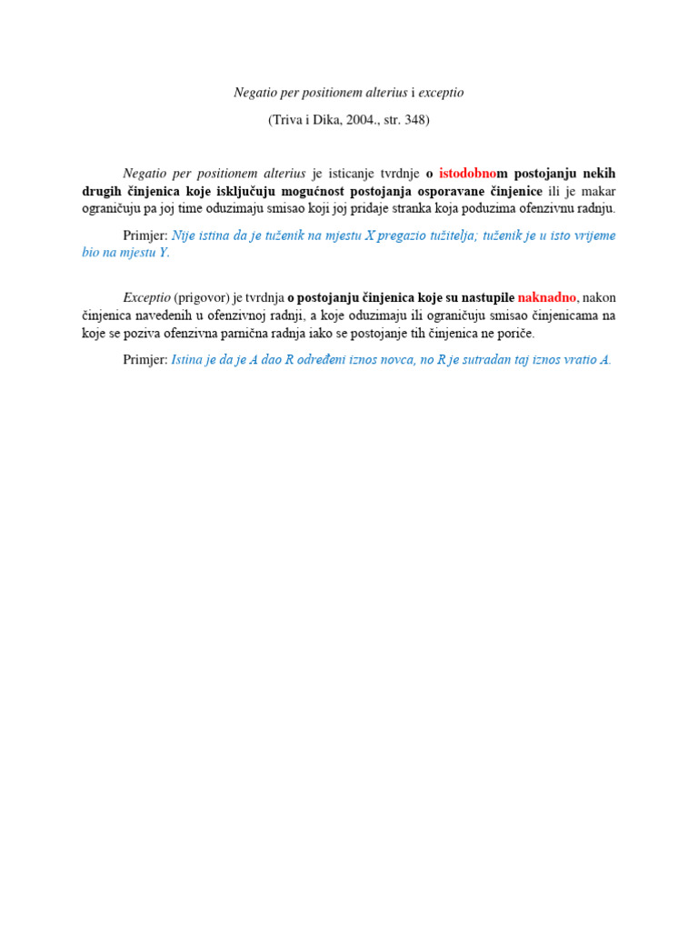 Negatio Per Positionem Alterius I Exceptio | PDF