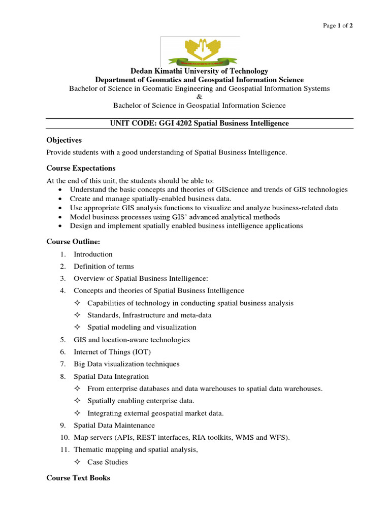 Spatial Business Intelligence Course | PDF | Geographic Information ...