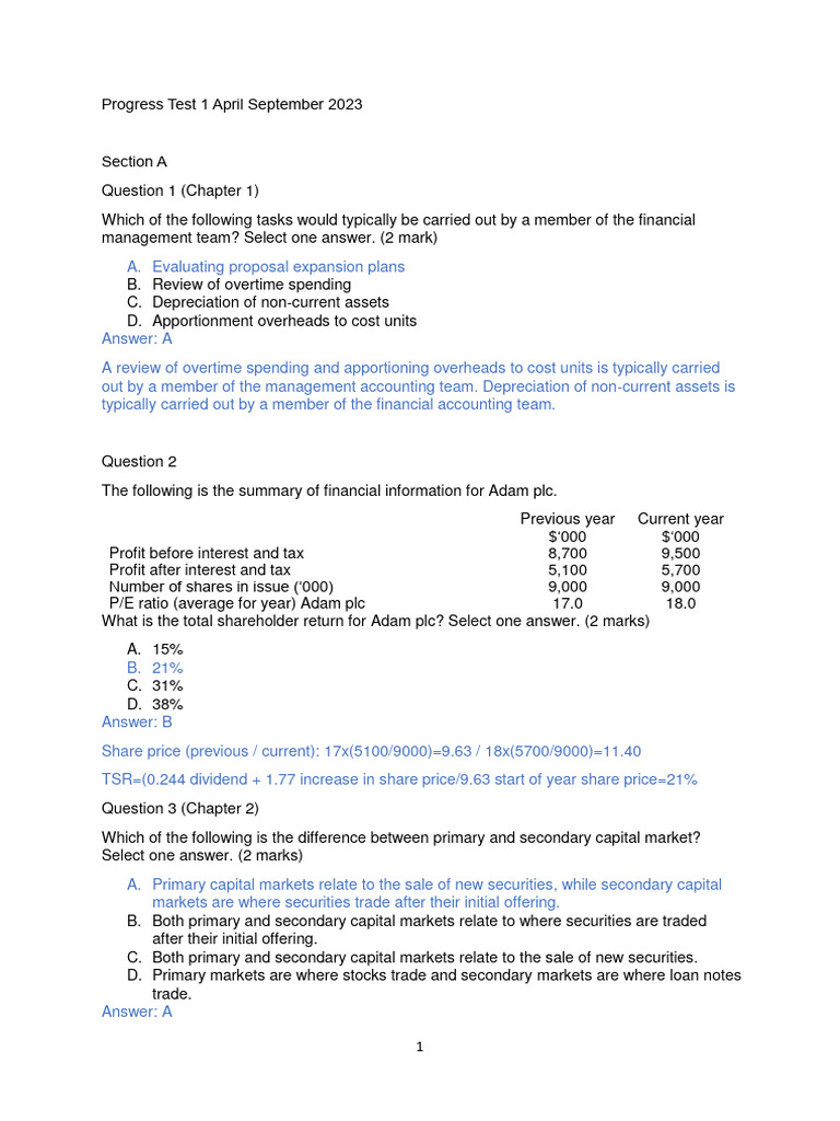 FM PT1 - Q&A AS2023 - May23 | PDF | Net Present Value | Present Value