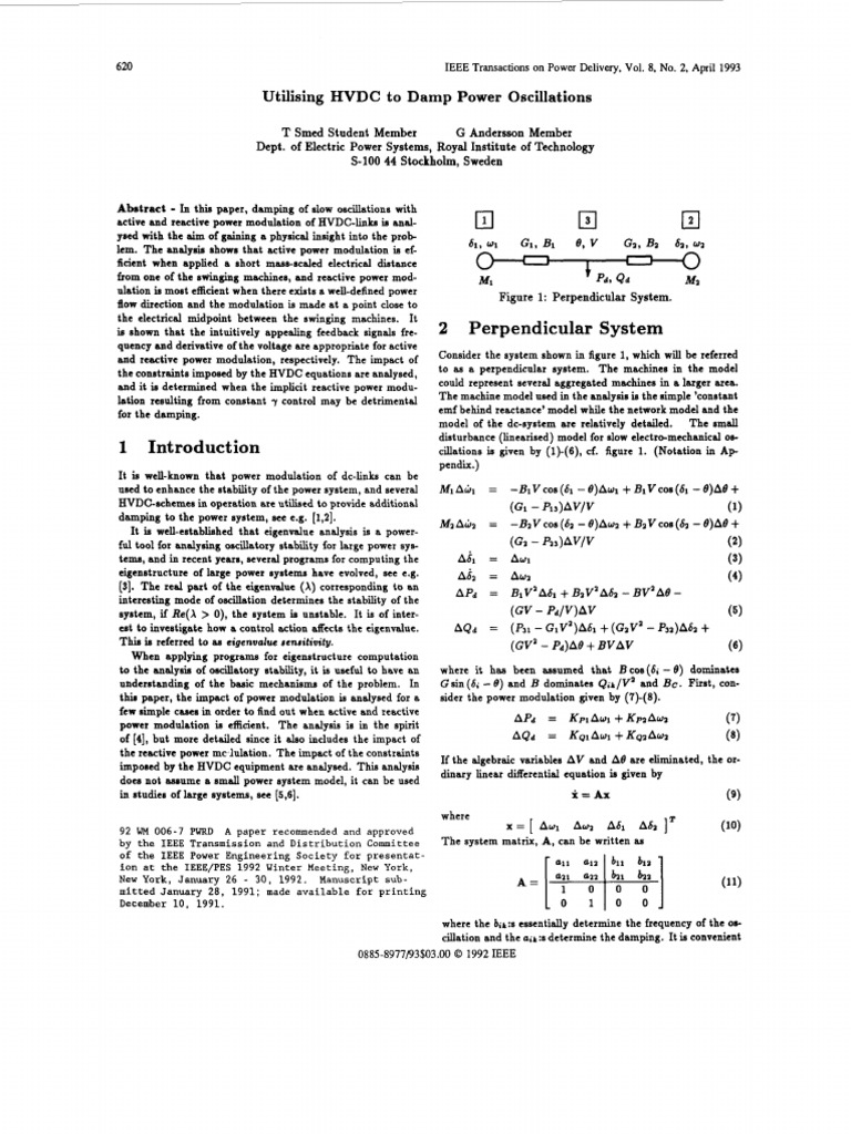 Perpendicular System: Utilising HVDC Oscillations | PDF | Eigenvalues ...