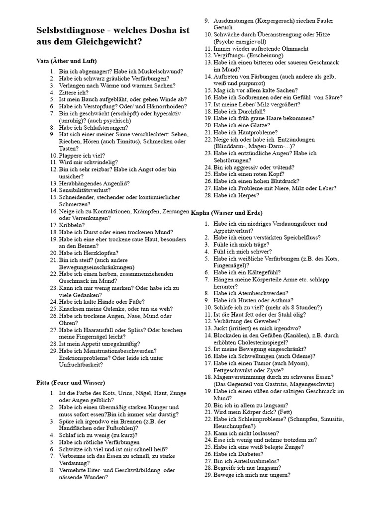 Dosha Ungleichgewicht PDF