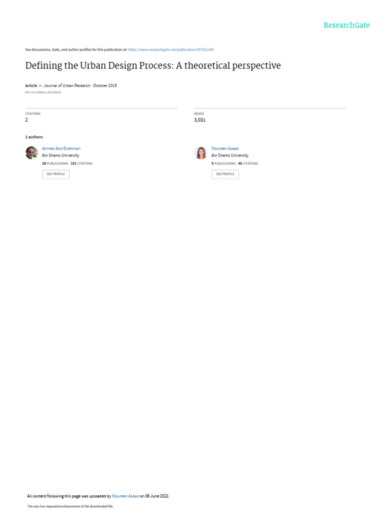 Defining The Urban Design Process A Theoretical Perspective | Download ...