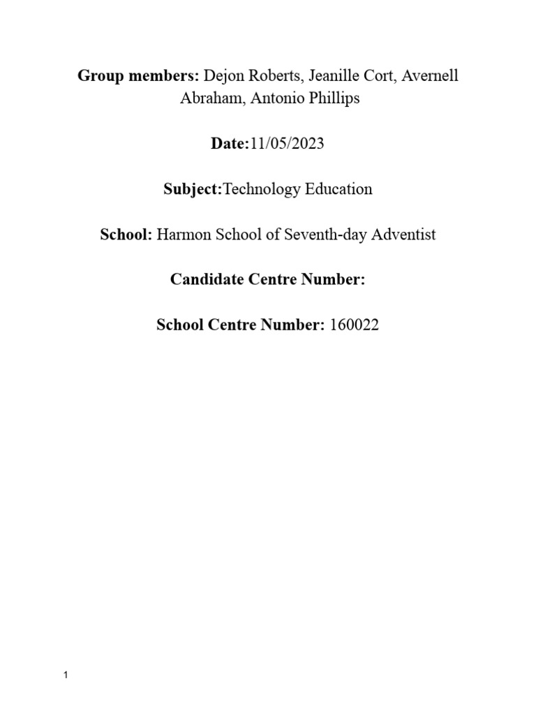 Technical Drawing SBA Project Tools & Instruments Download Free PDF