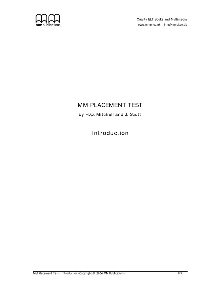 MM Placement Test Introduction | PDF | Cd Rom | Computing